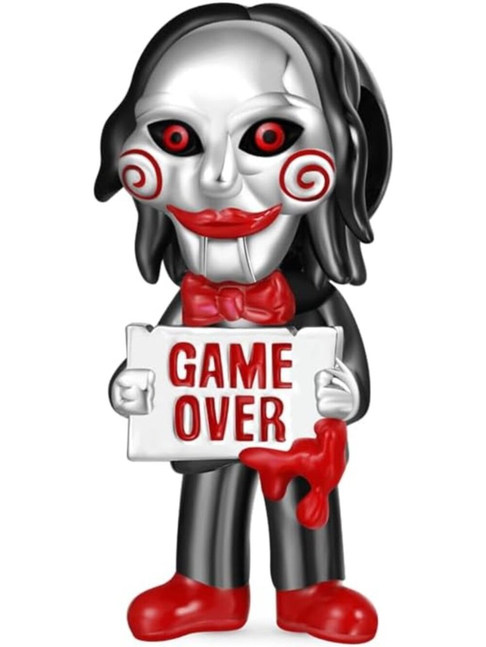 Scary Jigsaw Puppet Pendant Charm Bead, S925 Sterling Silver Jewelry Gift for